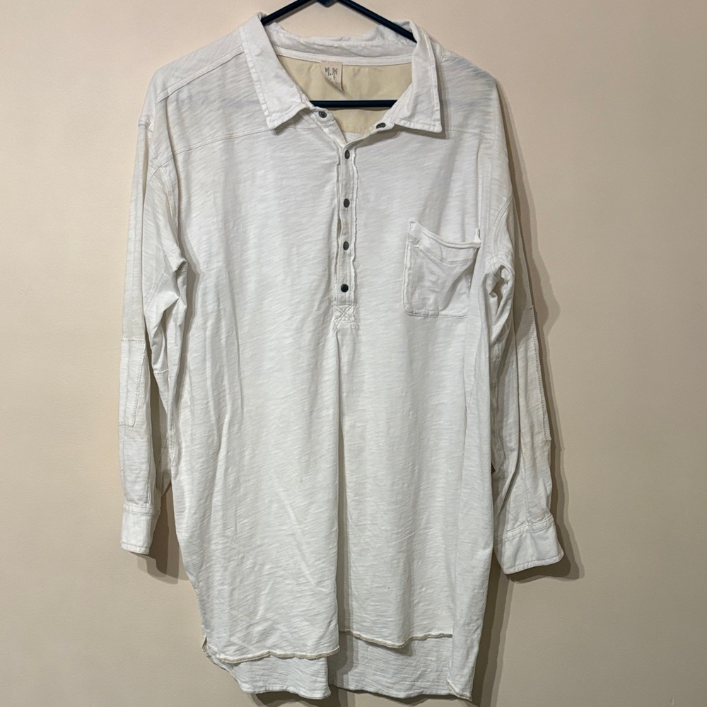 We The Free Ivory Button-Up Long Sleeve Top